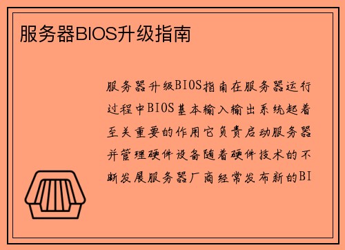 服务器BIOS升级指南